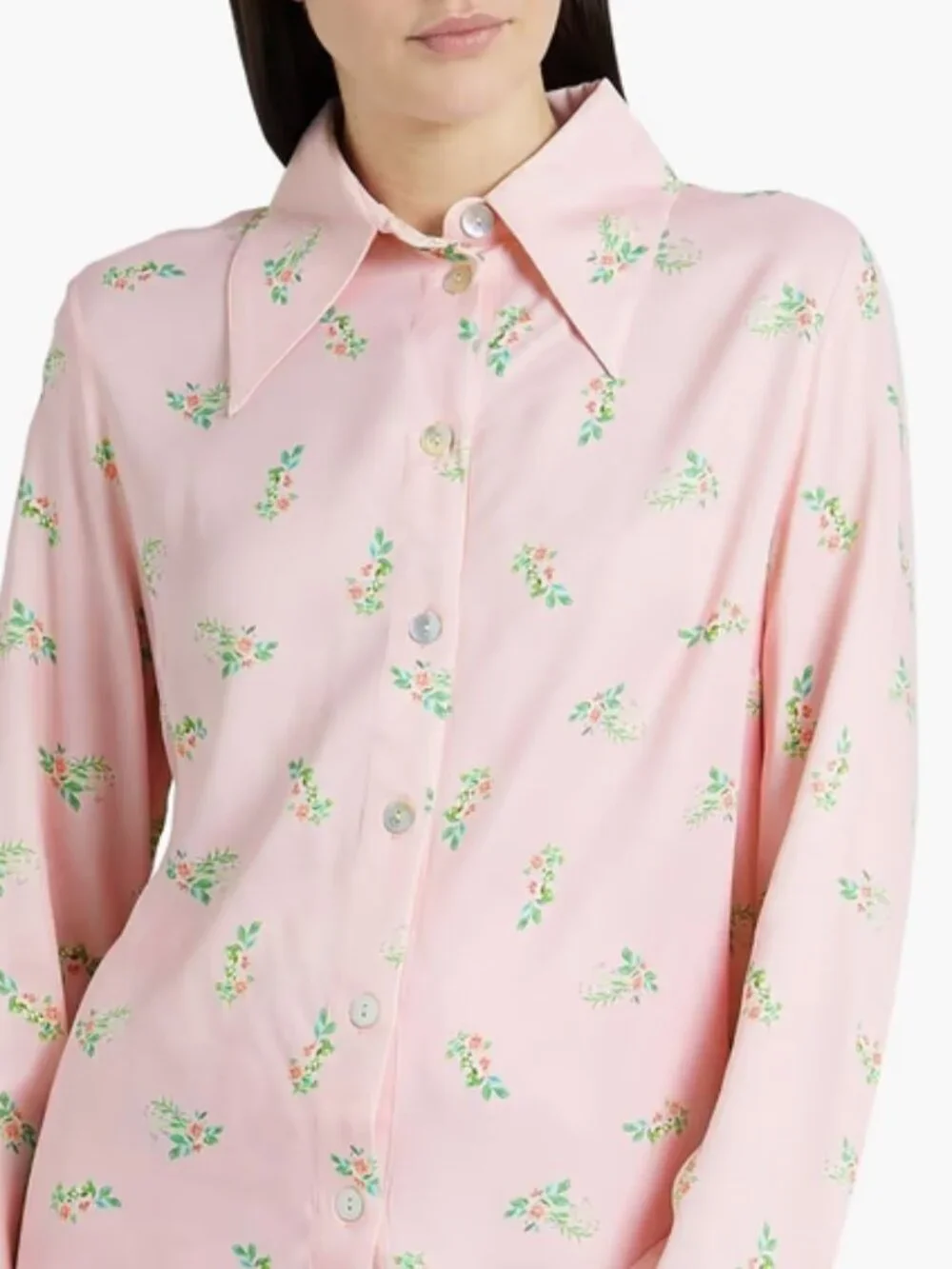 SLEEPER Satin Pajama Top in Pastel Pink Floral Print Size Large Brand New NWT - Picture 3 of 5